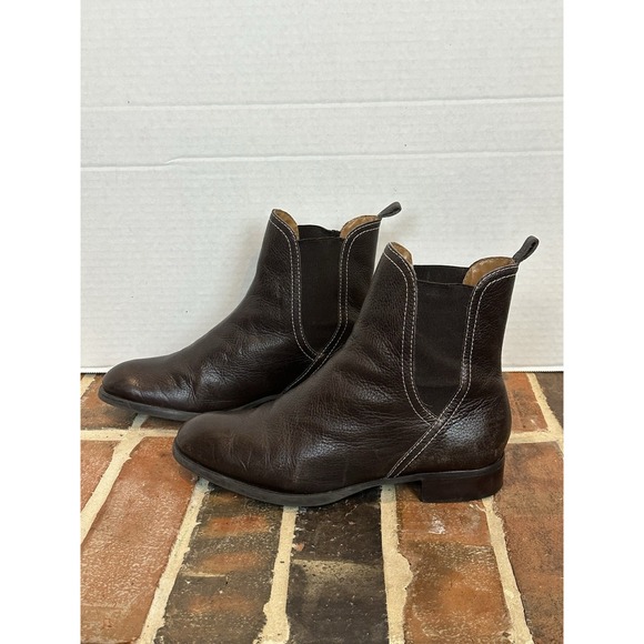 Antonio Melani Brown Leather Chelsea Ankle Boots With Contrast Stitching Size 8 - Picture 2 of 6